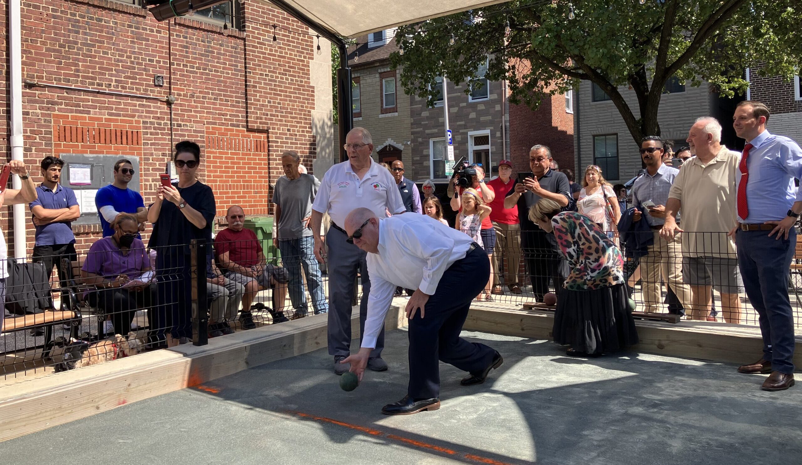 Larry Hogan plays bocce ball in Little Italy - © 2022 Photo by Donna Balancia